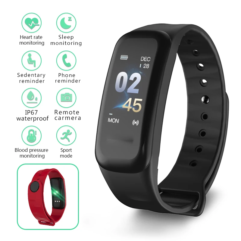 

Letike C1s Smart Bracelet Color-screen Fitness Tracker blood pressure Heart Rate Monitor sleep tracker Wristband For Android IOS