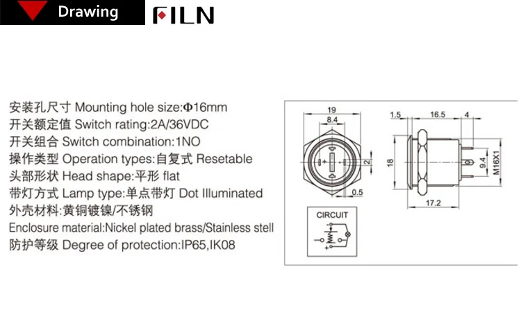 metal momentary push button switch
