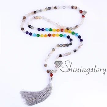 

chakra necklace 108 mala bead necklace seven chakra stone necklaces spiritual jewelry infertility jewelry