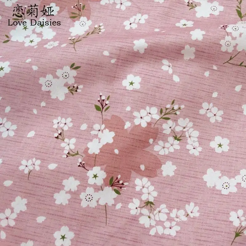 Хлопок саржевая ткань японский стиль розовые вишневые цветы Цветочные ткани для поделок пэчворк ручная работа кукольная одежда платье ткань