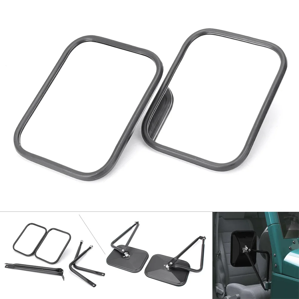 

For Jeep Wrangler JK CJ YJ Doorless Door Hinge Side Mirrors Safari Set Automobile Spare Parts Accessories 2x Black