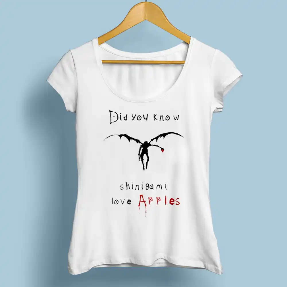 死神愛りんごtシャツ女性jollypeachブランド新しいホワイトカジュアル半袖tシャツファムデスノートlおかしいtシャツ Tシャツ Aliexpress