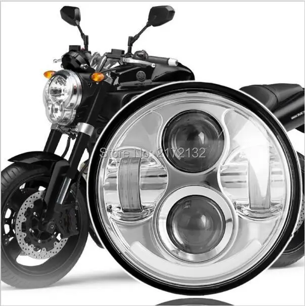 

Promotion! 1pcs New motor Accessories DRL angel eye Chrome/black 5.75" 5-3/4" Headlight motorcycle headlamp Light