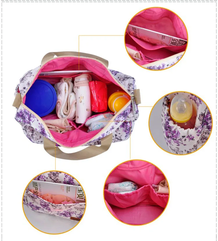 Водонепроницаемая нейлоновая сумка для мам с цветочным рисунком|nappy bags|nappy bag