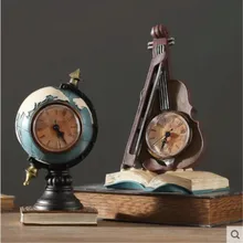 American Vintage globe resina teléfono reloj de mesa hogar adornos de decoración para sala de estar muebles de oficina