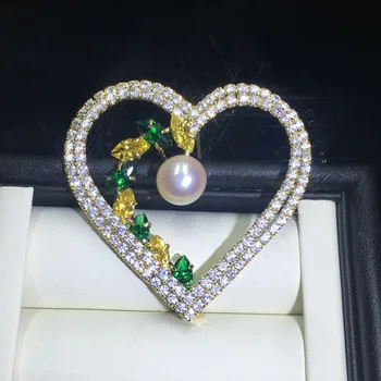 

ZHBORUINI 2018 High Quality Natural Freshwater Pearl Brooch Chinese Style Heart Brooch Pearl Jewelry For Women Gift Accessories