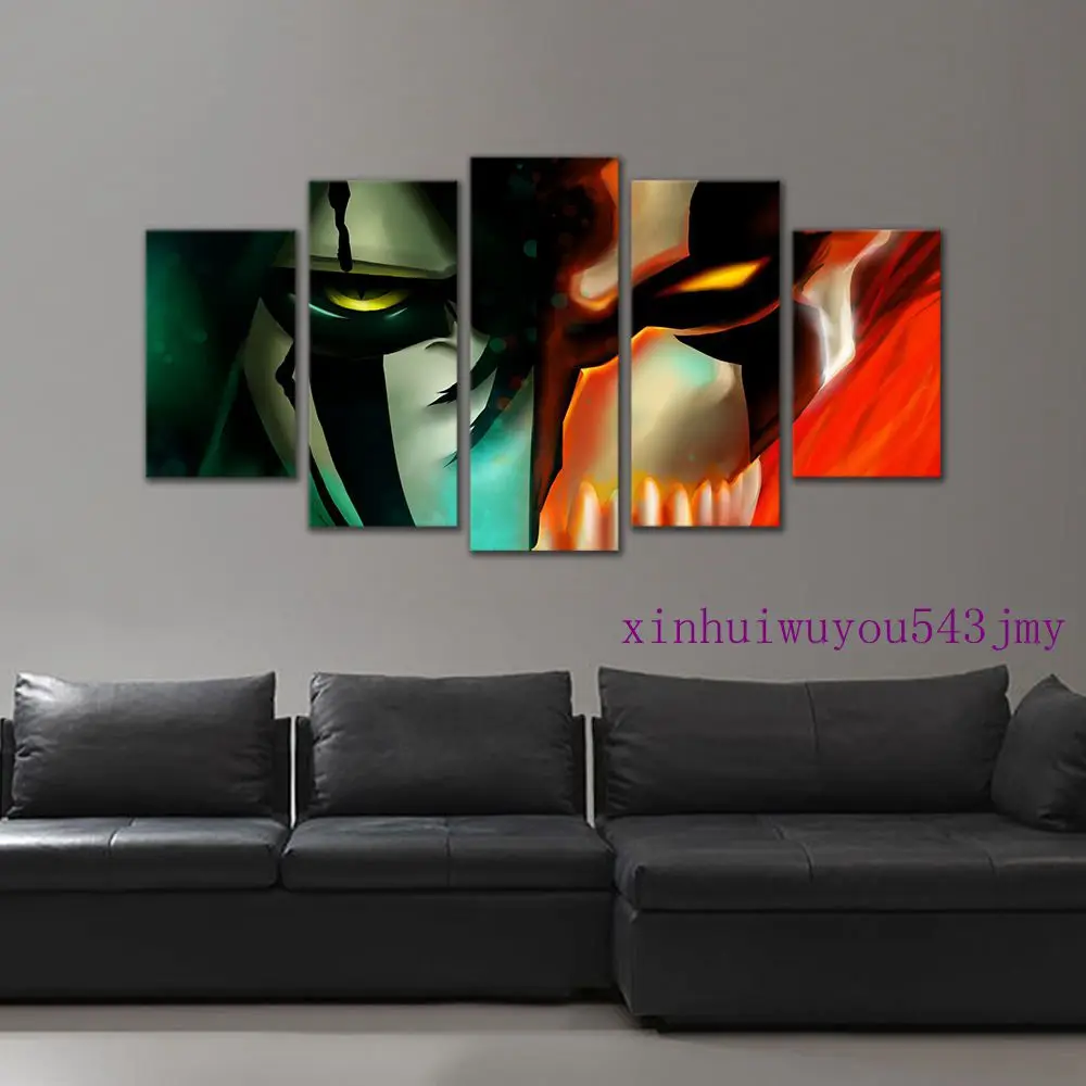 

Anime Large Framed Decor Original Ulquiorra cifer Kurosaki Ichig print decoration canvas in 5 pieces