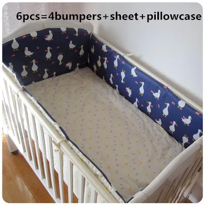 

Promotion! 6PCS crib bedding set ,infant nursery set,baby bedding set bumper,(4bumpers+sheet+pillow cover)