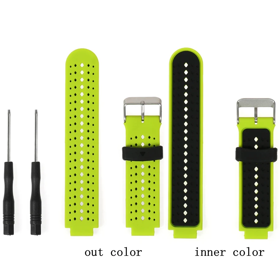 XBERSTAR наручные часы ремешок для смарт-часов Garmin Forerunner 230 235 630 220 620 735 универсальный силиконовый ремешок замена Смарт-браслет - Цвет: Green Black