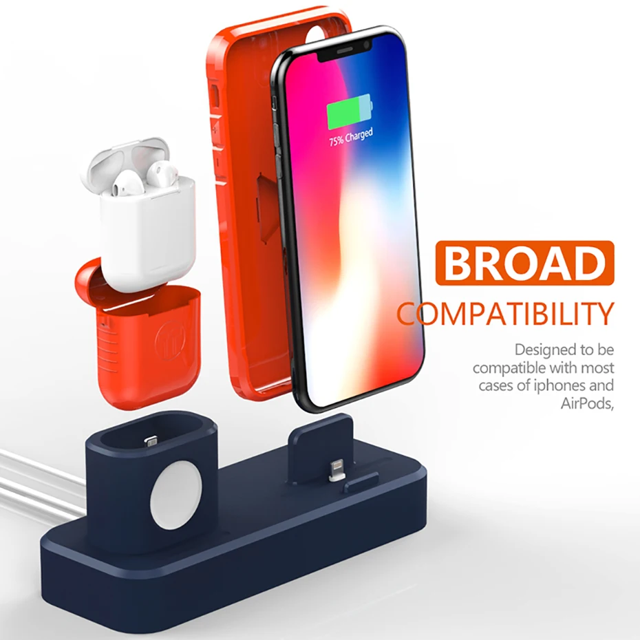 Silicone Charge Stand For Iphone X Iphone 8 Iphone 7 Desk Night Stand Dock Station For Apple Watch All Series Airpods Holder (9)