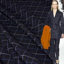 Перламутровый шелк темно-синий плед пряжа окрашенная камвольная шерсть материалы Осенние костюмы брюки куртка DIY одежда ткани