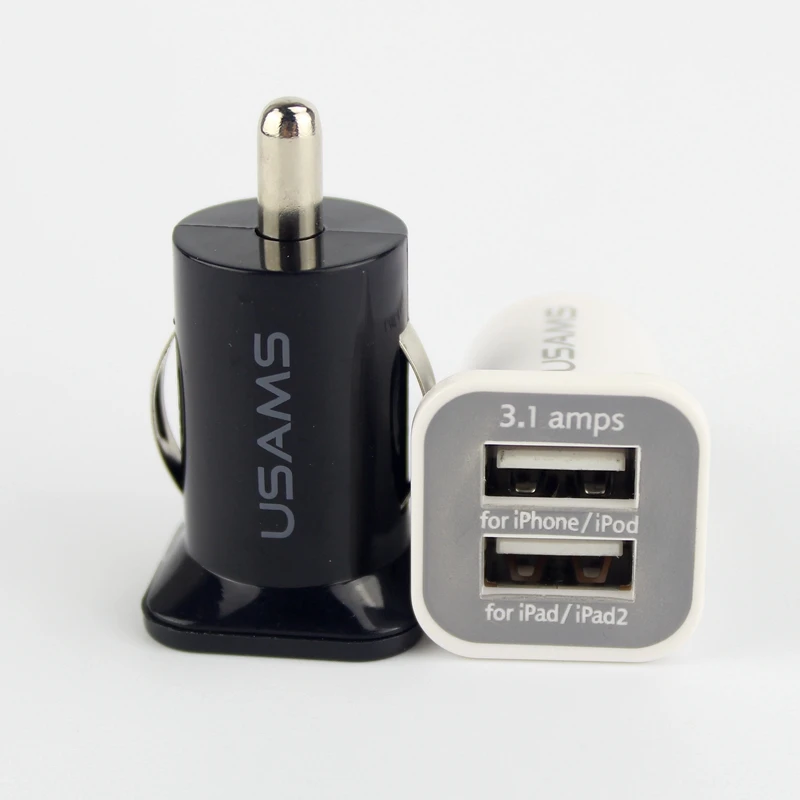Original Usams 3.1A Mini Bullet Dual 2 Port daul USB Car Charger
