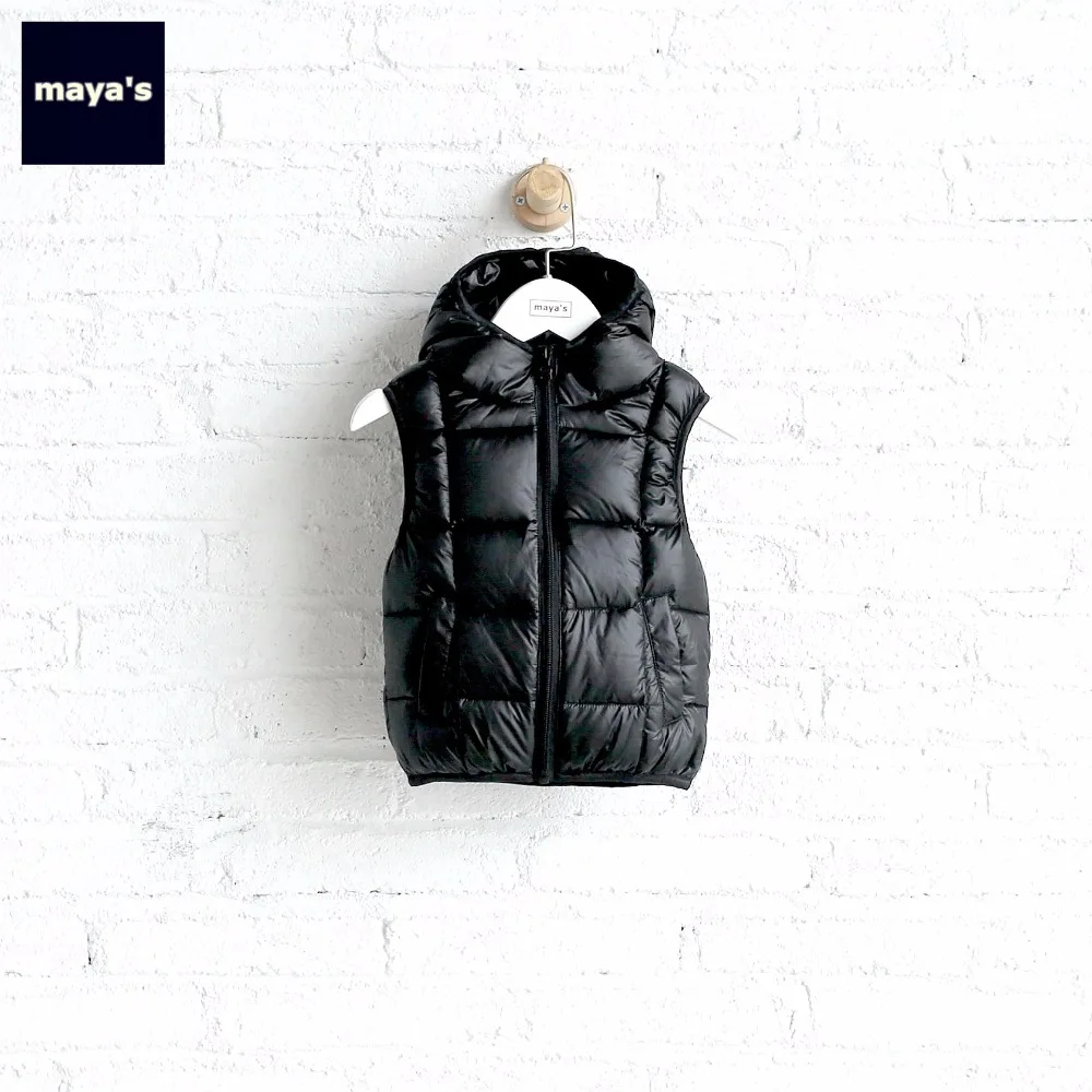 

Mayas Kids Black Down Waistcoat Sleeveless Baby Down Jacket Children Clothing 2018 Winter Causal Basic Warm Boys Outerwear 75144