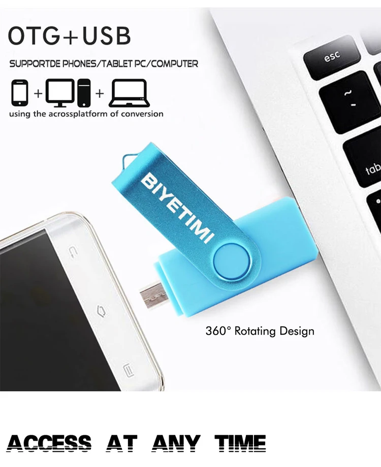 Usb флеш-накопитель BIYETIMI, 16 ГБ, 32 ГБ, 64 ГБ, для OTG, Andriod, реальная емкость, Внешняя память, Usb флешка для ПК, на заказ