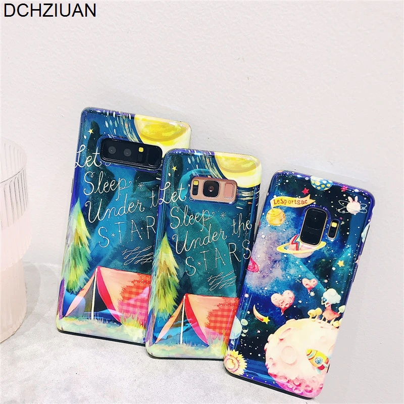

DCHZIUAN Starry Night Moon Phone Case For Samsung Galaxy S10 Plus S10E s8 s9 plus Note 8 9 Cases Blu-Ray Soft Silicone Cover