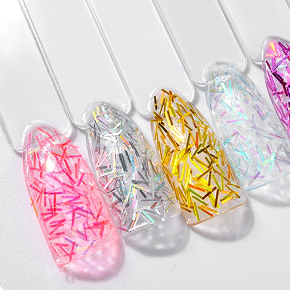 

6Boxes Straight Line Stickers Tips Manicure Decorations Nails Laser Nail Glitter Sequins Colorful Shiny Strip Paillettes