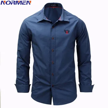 

NORMEN 2018 New Design Fashion Shirt For Man Full Sleeve Solid Color Business Shirt Men Casual Tops Streetwear camisa masculina