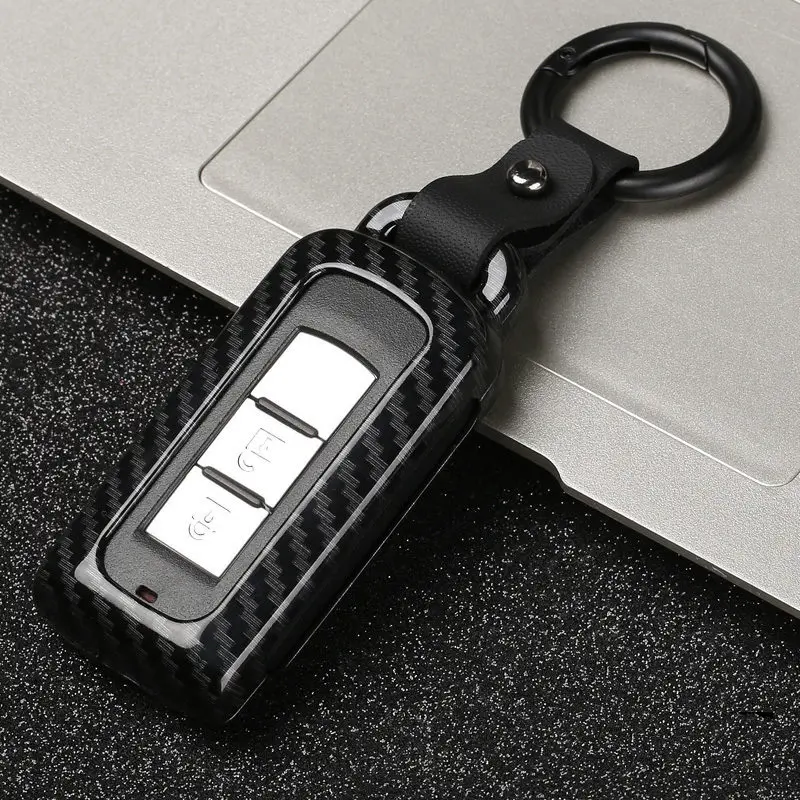 Классический цинковый сплав чехол для ключа автомобиля для Mitsubishi Outlander Lancer 10 Pajero Sport ASX авто ключ Защита оболочки цепи - Название цвета: A carbon black