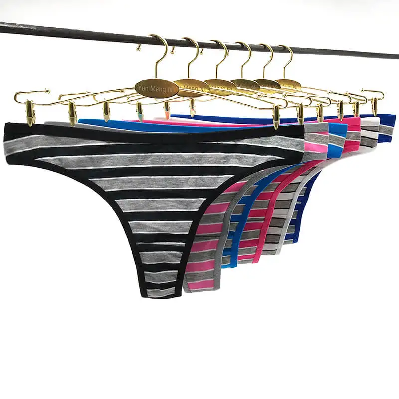 Pack of 132 Low Rise Striped Lady Thong Cotton G String Sexy Lady
