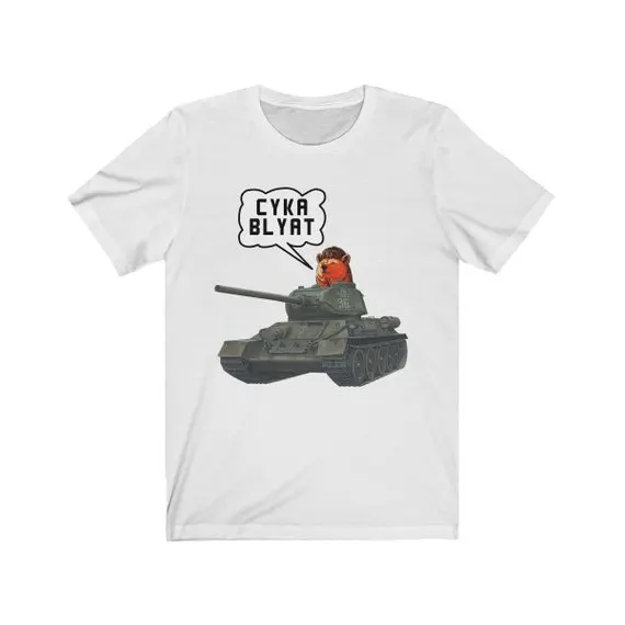 

Cyka Blyat T-Shirt T34 Russian Tshirt Funny Joke World of Tanks Casual Men Outwears Popular Design Hip Hop Anime Male T Shirts
