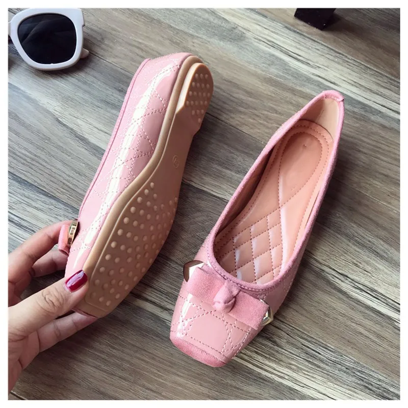 SUOJIALUN плюс Size35-40 Женская обувь на плоской подошве Осенняя женская обувь слипоны лоферы с квадратным носом Бабочка-узел балетки на плоской подошве женская обувь