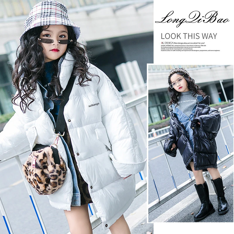 

Children's wear girls' jackets thickened in the long section down coat 2018 new foreign air jacket children's big children's coa