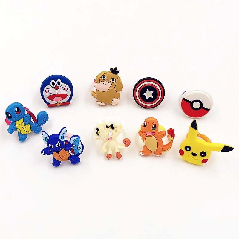 

9Pcs/set Girls Boys Mixed Cartoon Lovely Platypus Elf ball Pikachu Rings Children Kids Ring For Gift Party Jewelry