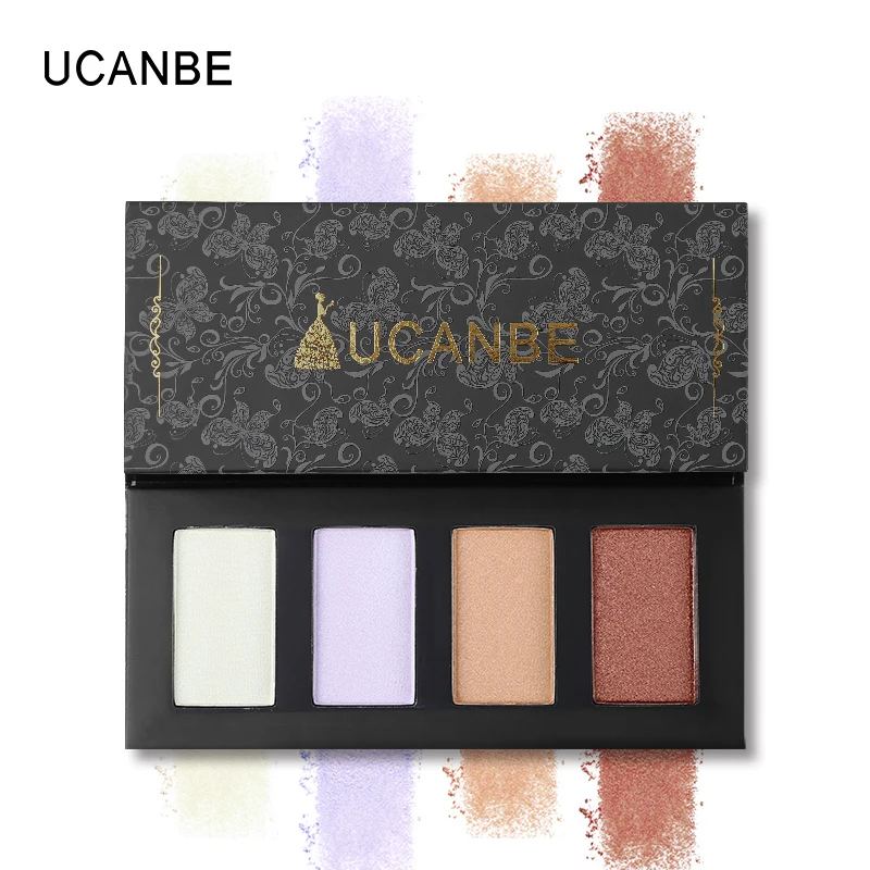 

UCANBE Brand Hot 4 Colors Glow Highlighter Makeup Palette Set Aurora Polarization Shadow Powder Long Lasting Face Cosmetics Kit