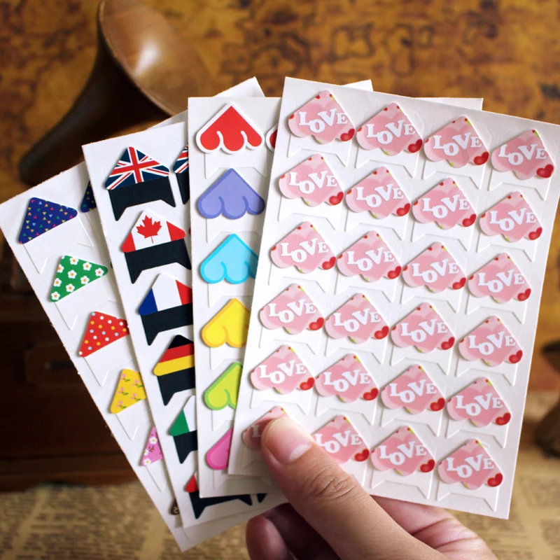 120 Pcs/lot (5 Sheets) Diy Floral Print Flag Multicolor Corner Paper