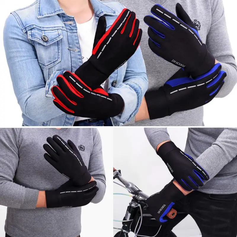 2018 Men's Classic Black Winter Leather Gloves Driving TouchScreen