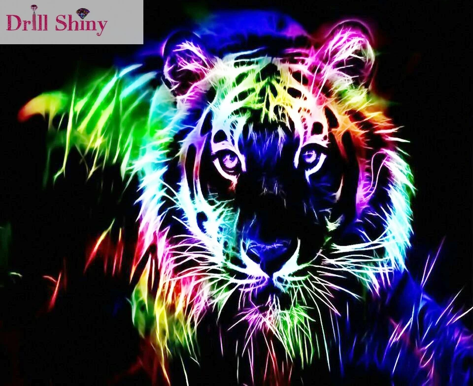 тигр с цветами. креативные картины. праздник разноцветных глаз. сплатун неон. красочные аватарки.