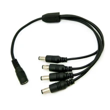 Free Shipping 2pcs DC 1 Female to 4 Male Power Splitter Cable Jack For Camera 5.5*2.1 dc power plug CCTV Accessories,Wholesale