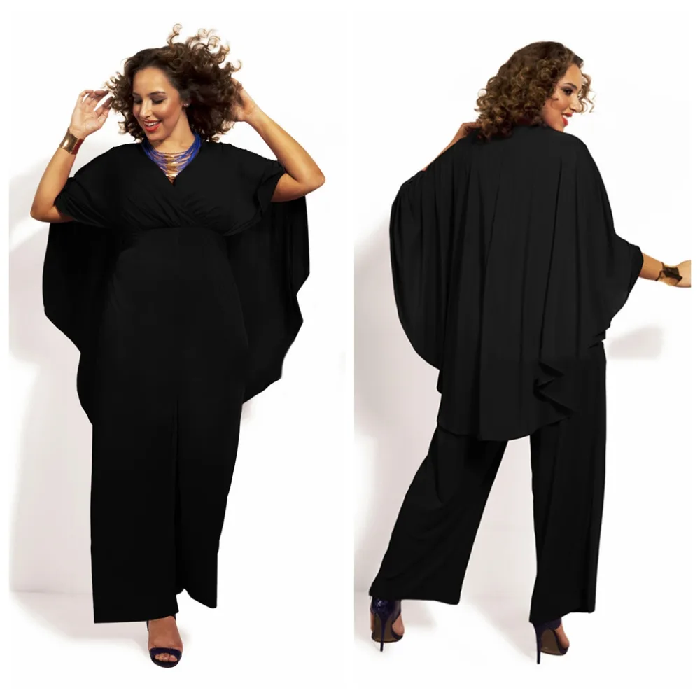 XL XXL XXXL XXXXL New Fashion Ladies V Neck Jumpsuit Rompers F477 Shawl