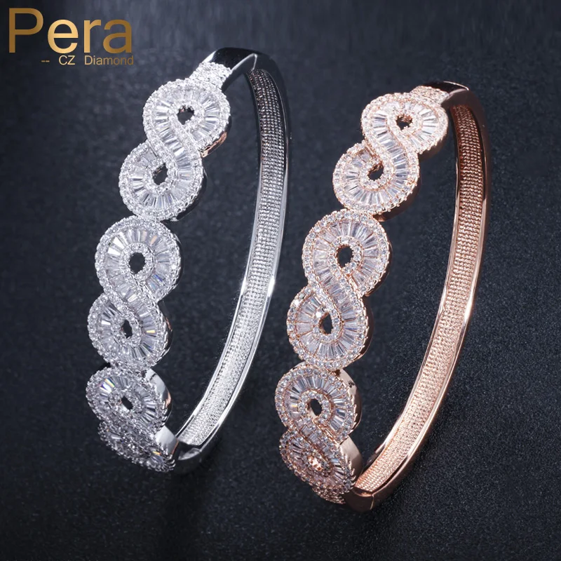 Пера высокое качество AAA+ Micro Pave Цирконий большой геометрический Форма Роза золотистое, с разрезом манжеты, браслеты, ювелирные изделия для Для женщин Z029