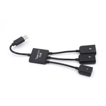 

USB3.1 Type-C Type C To Dual 2 Ports USB2.0 Hub + Micro USB Hub OTG Adapter Extender Cable For Macbook PC For Windows