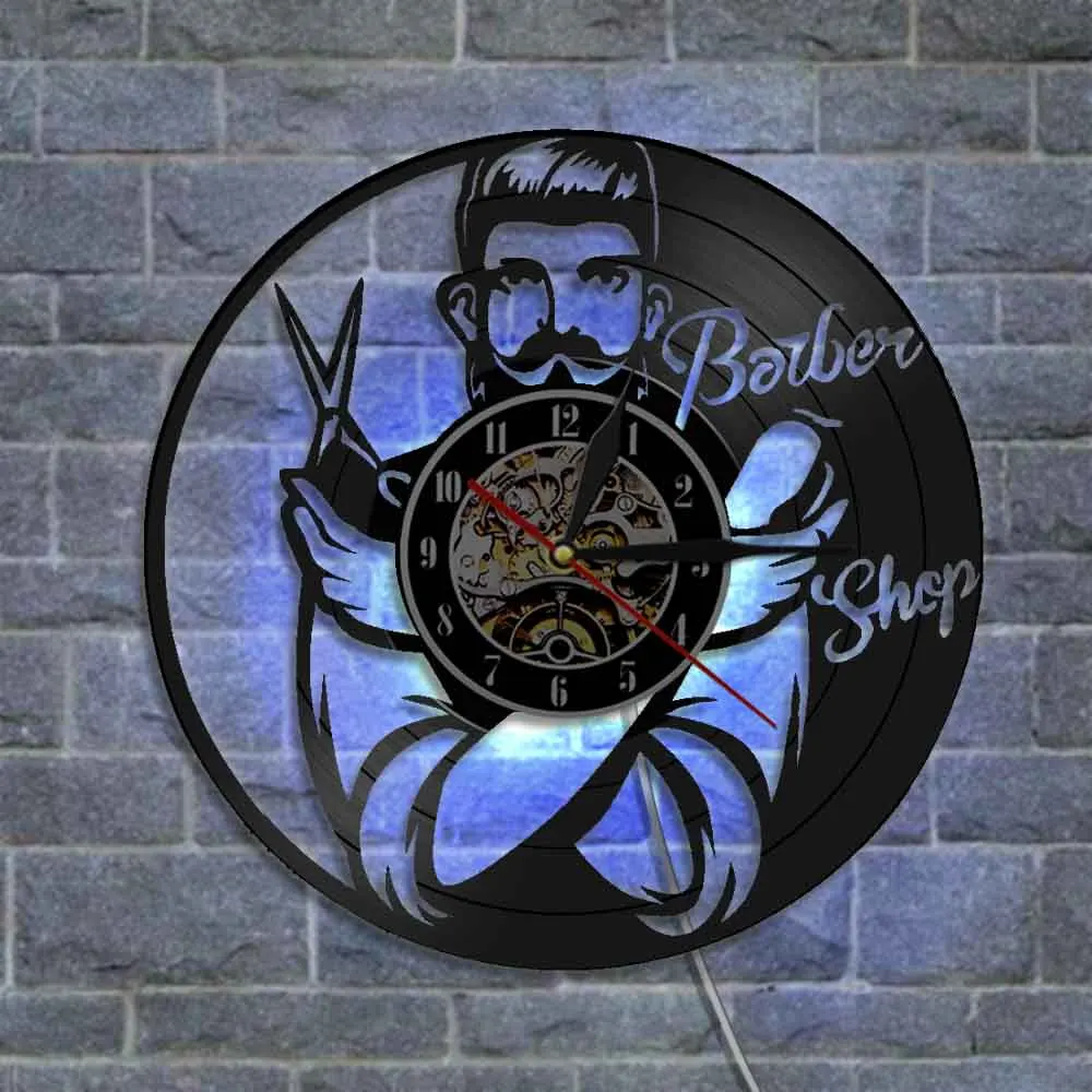 1Piece Hairdress Silhouette Decorative Clock Barber Shop Salon Theme