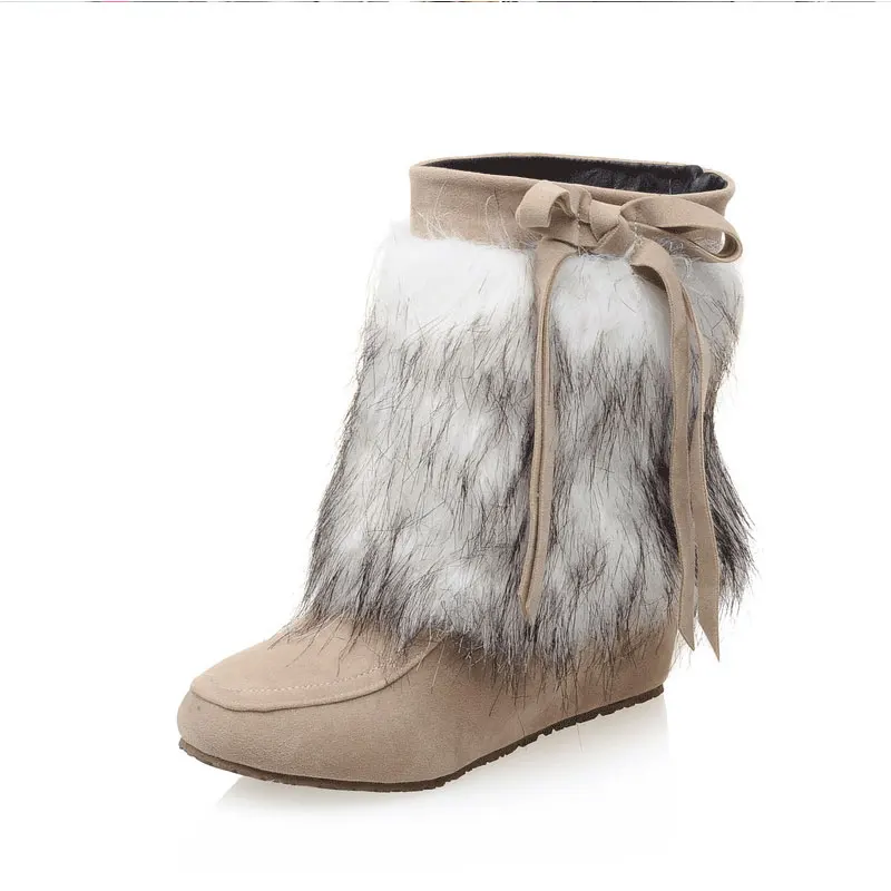 

NEW HOT! Women Boots Cross Strap Height increasing Heel Winter Botas Feminine Fashion Zipper Warm Long Boot Footwear Shoes ZT059
