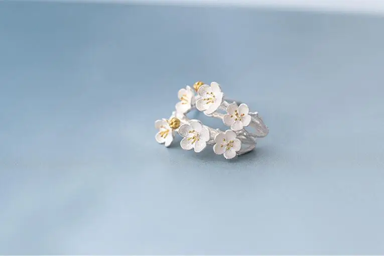 925 пробы серебряные серьги-гвоздики с цветком вишни и сливы, модные серьги для женщин Joyas De S-E117