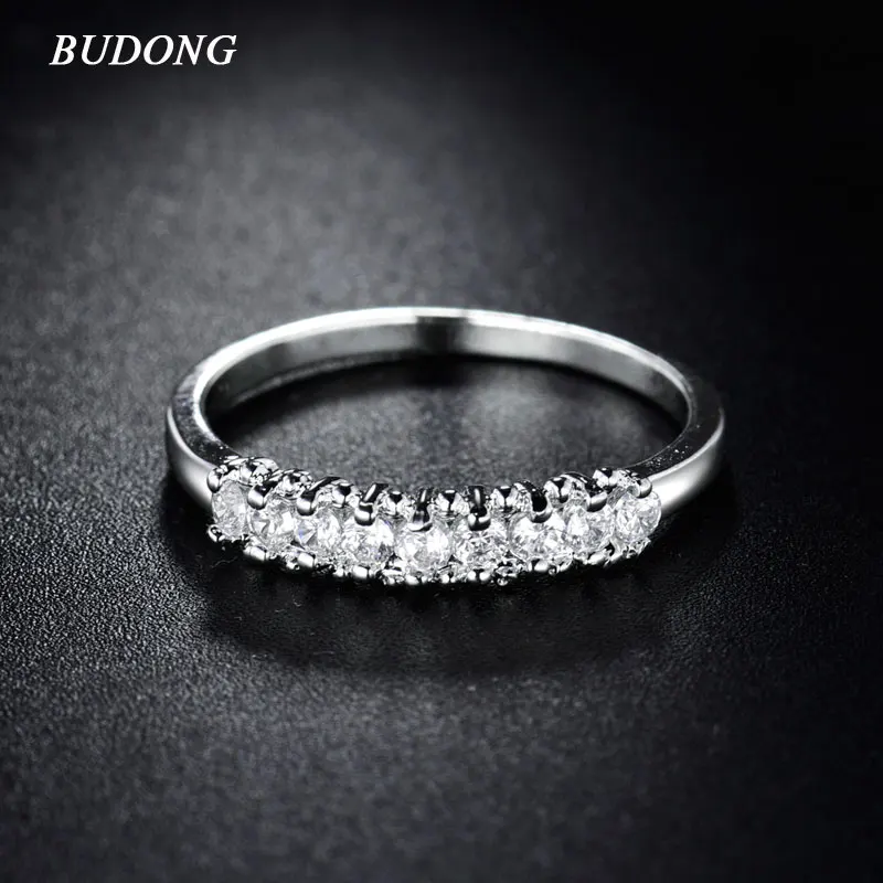 

BUDONG Engagement & Wedding Ring for Women Fashion Austrian Crystal Silver Color Alluring Promise Infinity Rings XUR054