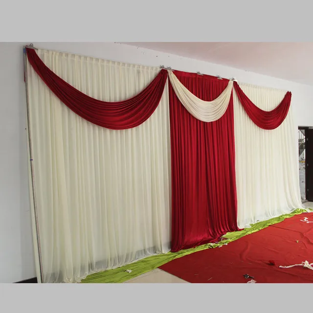 New Elegant White and Red Wedding Backdrops 20ft (w) x 10ft (h) for
