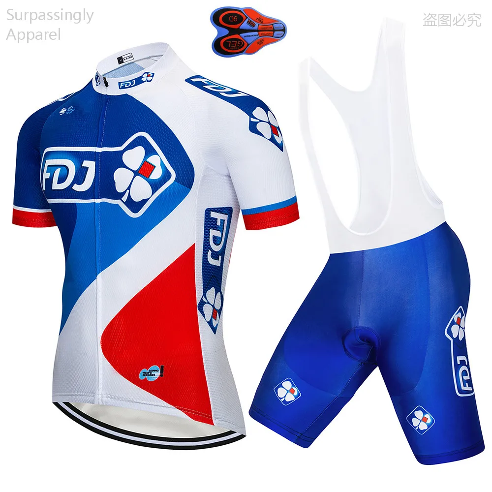 2018 UCI TEAM Blue FDJ Cycling Jersey Bike Short Suit Ropa Ciclismo
