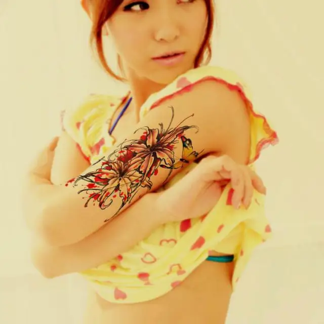 113 20 De Réductionétanche Tatouage Temporaire Autocollant Fleurs Avec Papillon Tatto Autocollants Flash Tatoo Faux Tatouages Pour Les Femmes