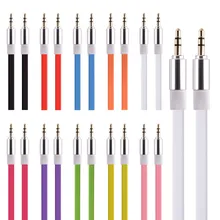 200 шт./лот 1 м 3FT плоский лентообразный кабель 3,5 мм кабель со штыревыми соединителями на обоих концах для подключения к разъему Aux наборы аксессуаров для iphone 4 5 6 для ipod mp3 pc Динамик