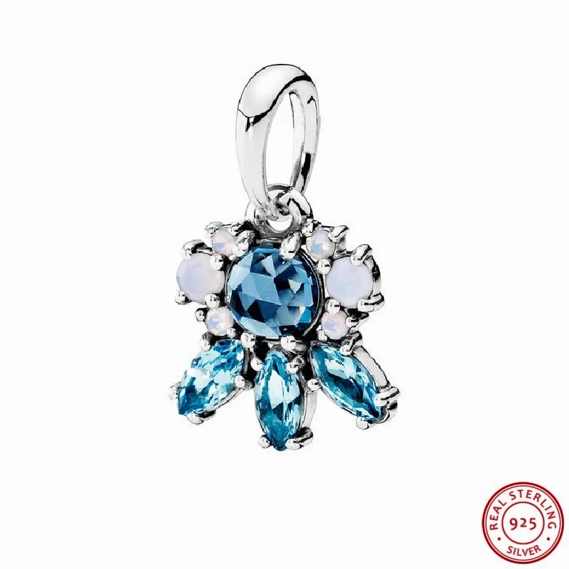 925 стерлингового серебра Многоцветный граненый кристалл узоры мороза кулон бусины DIY Fit PANDORA Подвески для женщин ювелирные изделия FL478