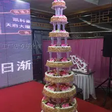 10 ряды раундов Свадебные стойка для кексов, пирожное-Корзиночка держатели Свадебный Праздничный торт Опора свадебного стола