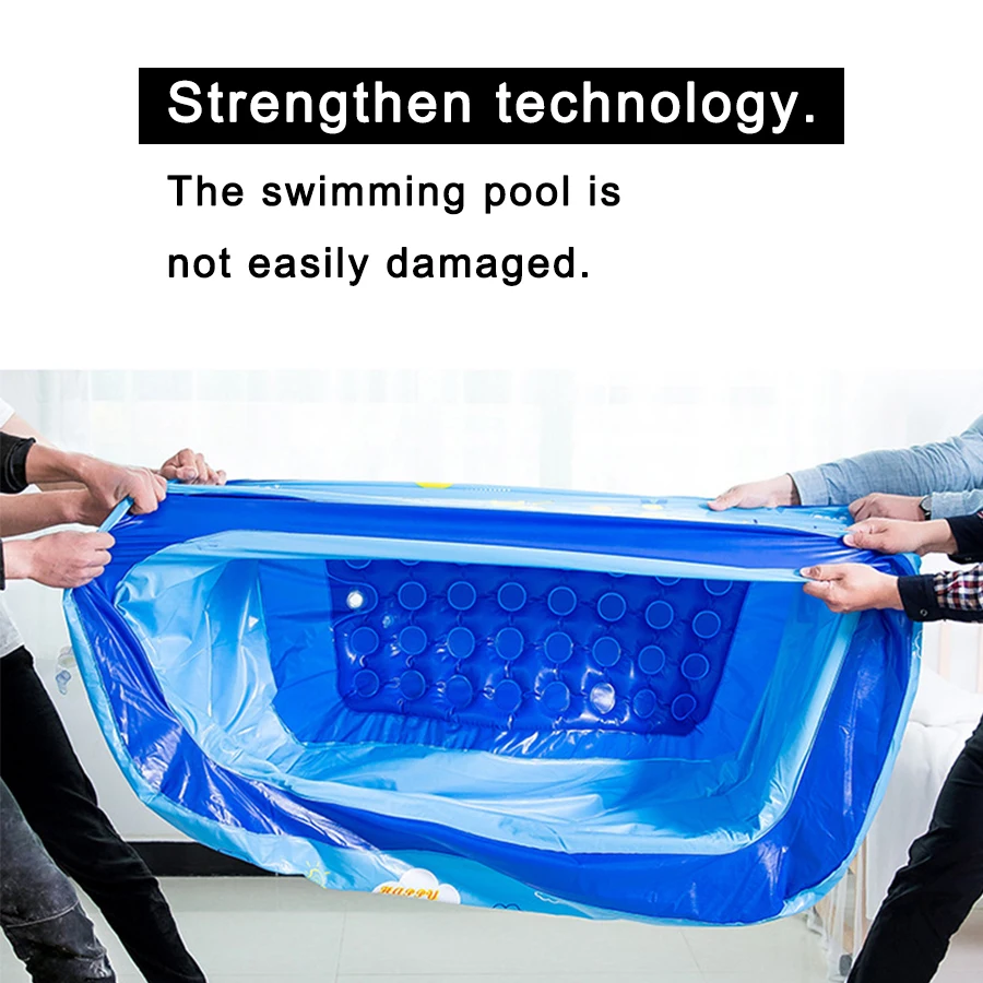 Утолщенный ПВХ пластиковый детский надувной бассейн надувной квадратный надувной пузырь дно сливное отверстие бассейн 130*90*50 см