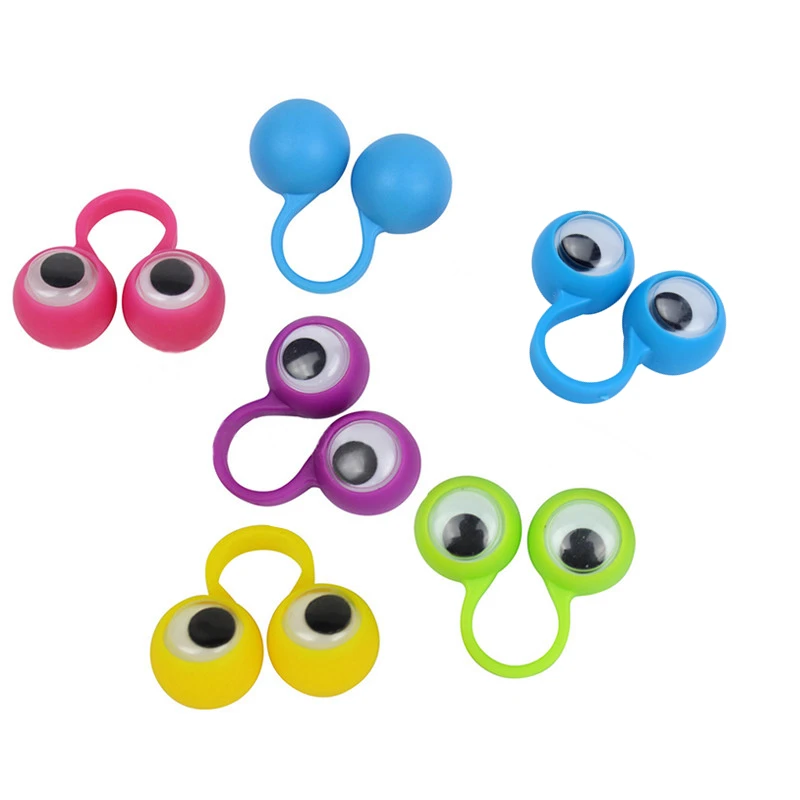 24pcs/set 4cm Eye Finger Puppets Plastic Rings With Wiggle Eyes