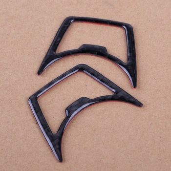 

DWCX 2Pcs/set Carbon Fiber Car Headlight Switch Frame Button Cover Trim Sticker Decor Fit for Ford Mustang 2015 2016 2017 2018