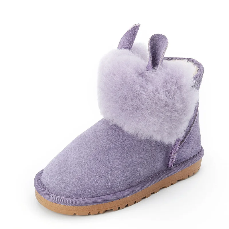 

Children's Snow Boots 2018 Winter Boys and Girls Rabbit Cotton Shoes Cute Rabbit Plus Velvet Warm Genuine Leather boots