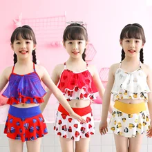 Детское бикини с оборками для девочек, женский купальный костюм из двух предметов, купальный костюм, Раздельный купальный костюм, пляжный купальный костюм ng mga bata